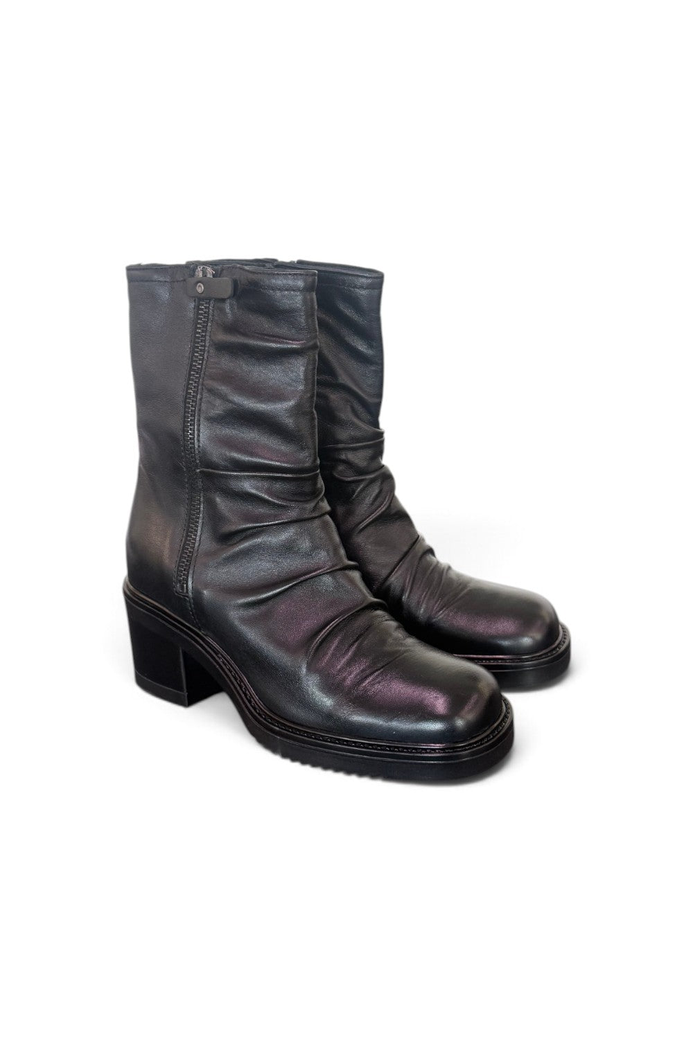 Stivaletto arricciato pelle nera Mjus<BR/> 