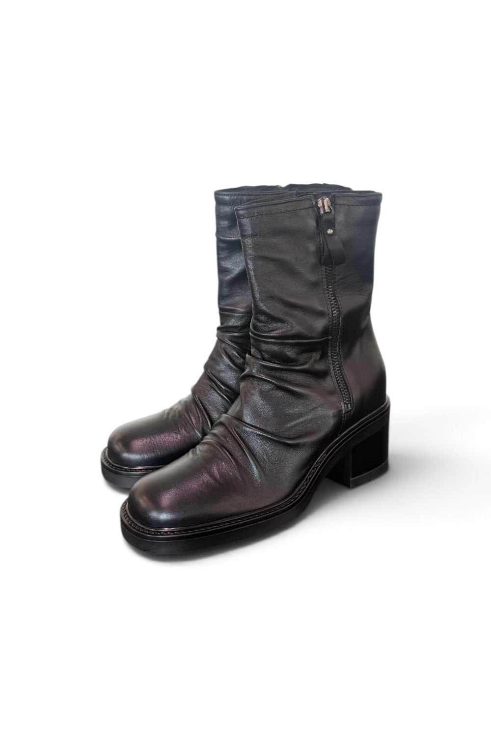 Stivaletto arricciato pelle nera Mjus<BR/> 