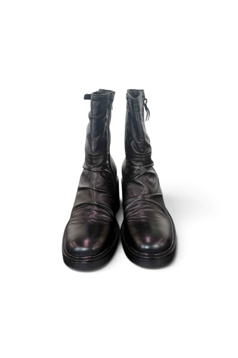 Stivaletto arricciato pelle nera Mjus<BR/> 