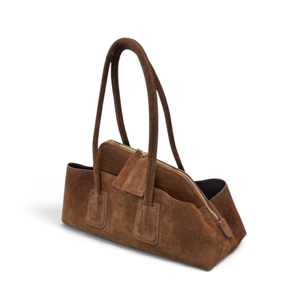 Borsa shopping asimmetrica camoscio cuoio Naomi 