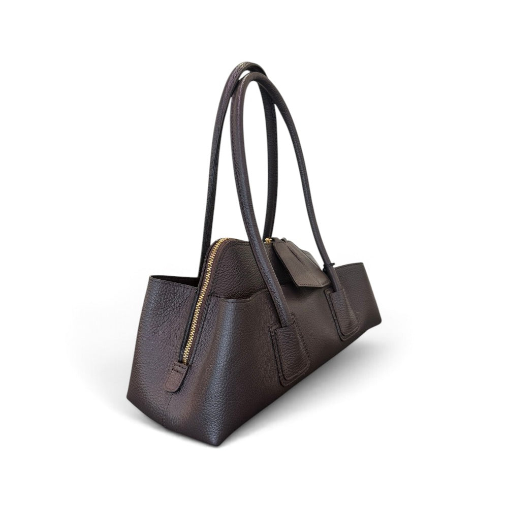 Borsa shopping asimmetrica  pelle testa di moro Naomi 