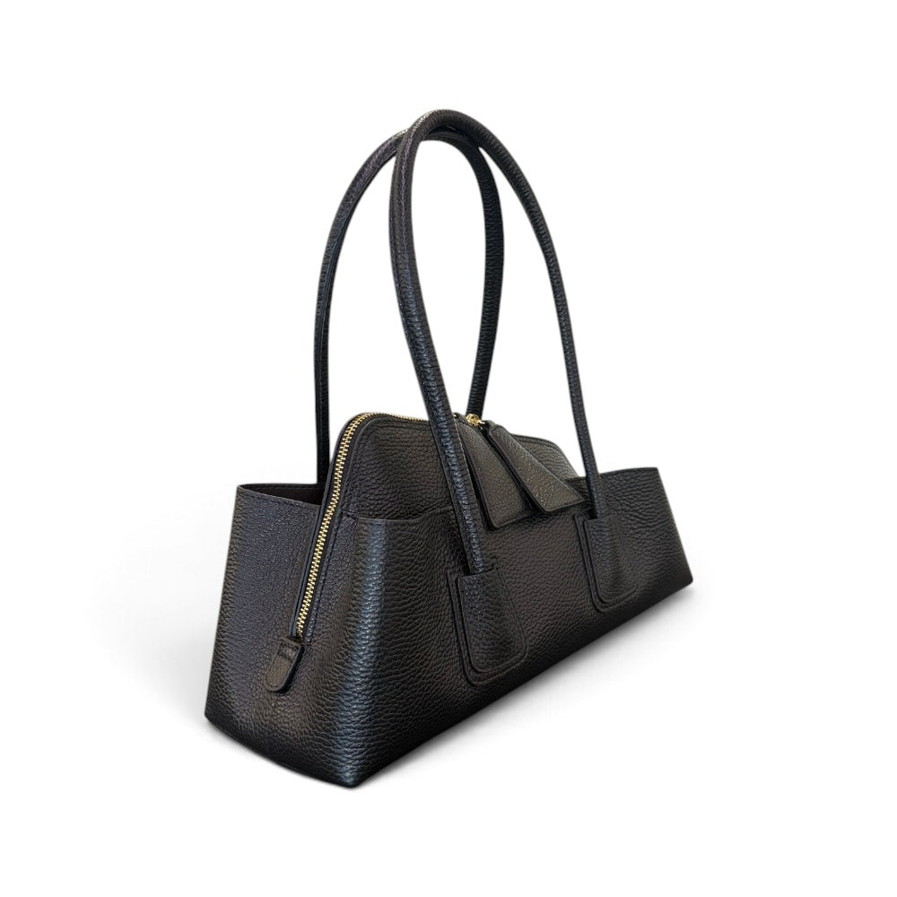 Borsa shopping asimmetrica  pelle nera Naomi 