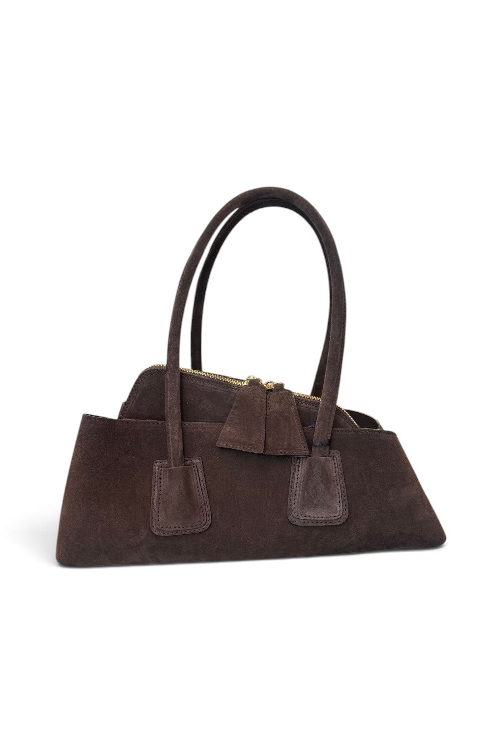 Borsa shopping asimmetrica camoscio testa di moro Naomi 
