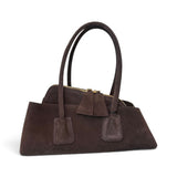 Borsa shopping asimmetrica camoscio testa di moro Naomi 