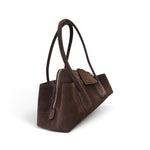 Borsa shopping asimmetrica camoscio testa di moro Naomi 