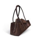 Borsa shopping asimmetrica camoscio testa di moro Naomi 