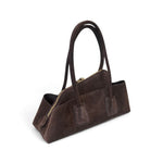 Borsa shopping asimmetrica camoscio testa di moro Naomi 