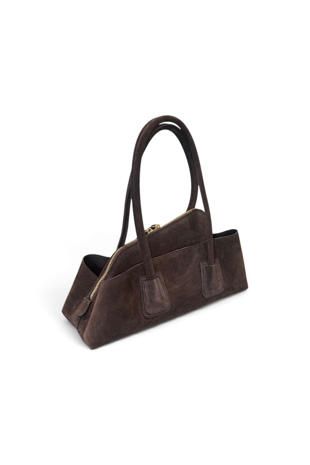 Borsa shopping asimmetrica camoscio testa di moro Naomi 
