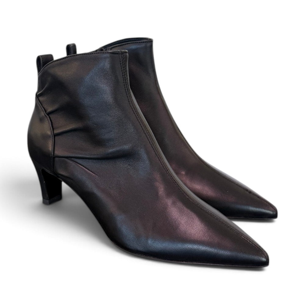 Stivaletto pieghe pelle nera Napoleoni<BR/> 