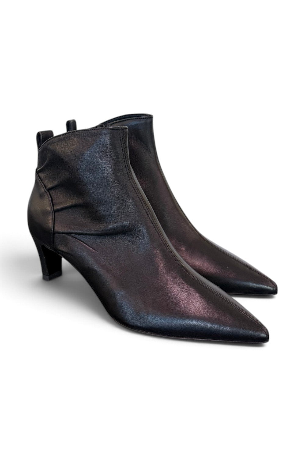 Stivaletto pieghe pelle nera Napoleoni<BR/> 