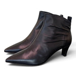 Stivaletto pieghe pelle nera Napoleoni<BR/> 