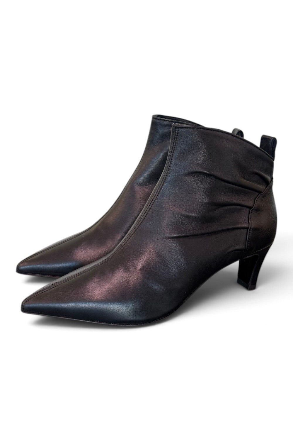 Stivaletto pieghe pelle nera Napoleoni<BR/> 