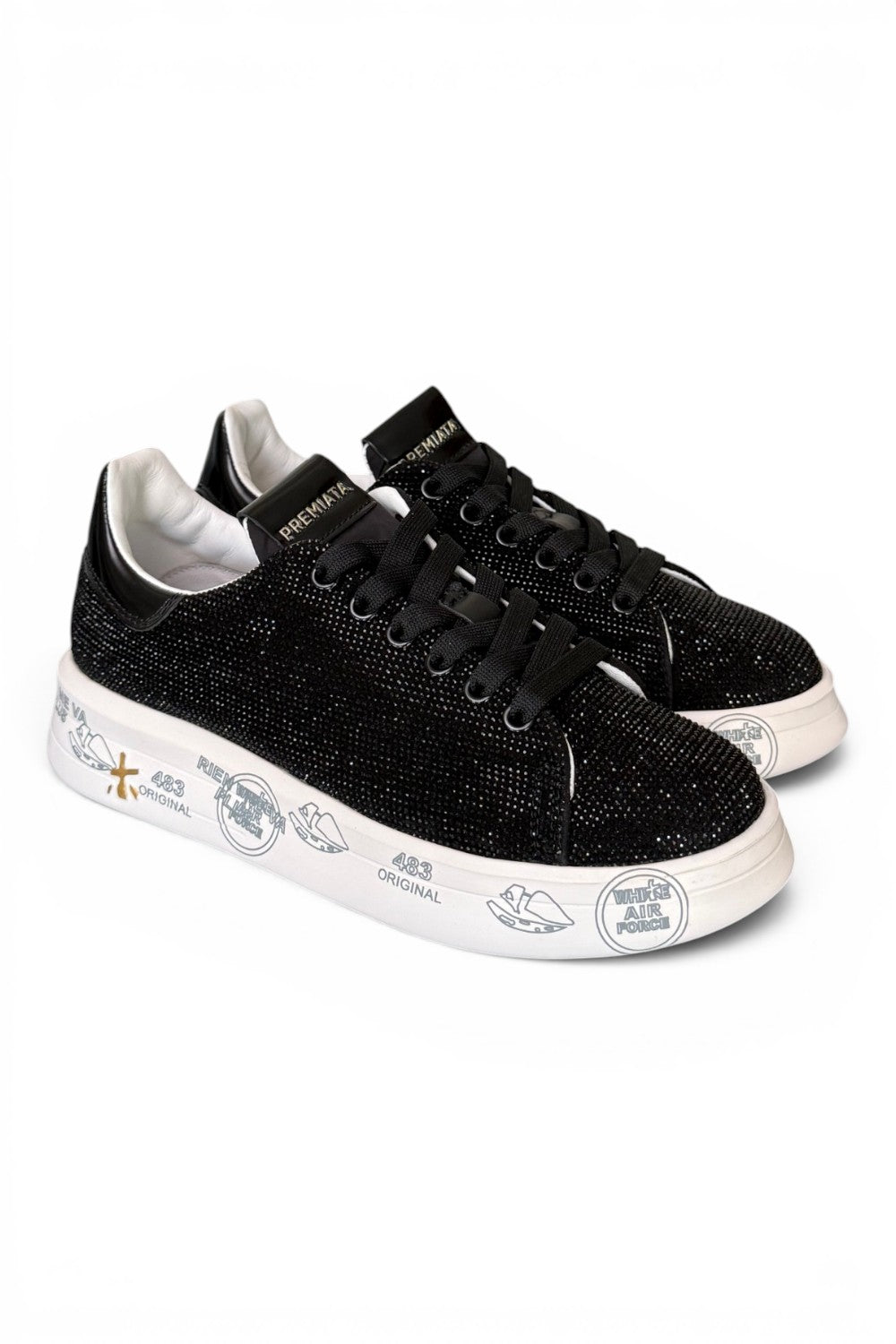 Premiata sneaker Belle 8595 donna nera strass 