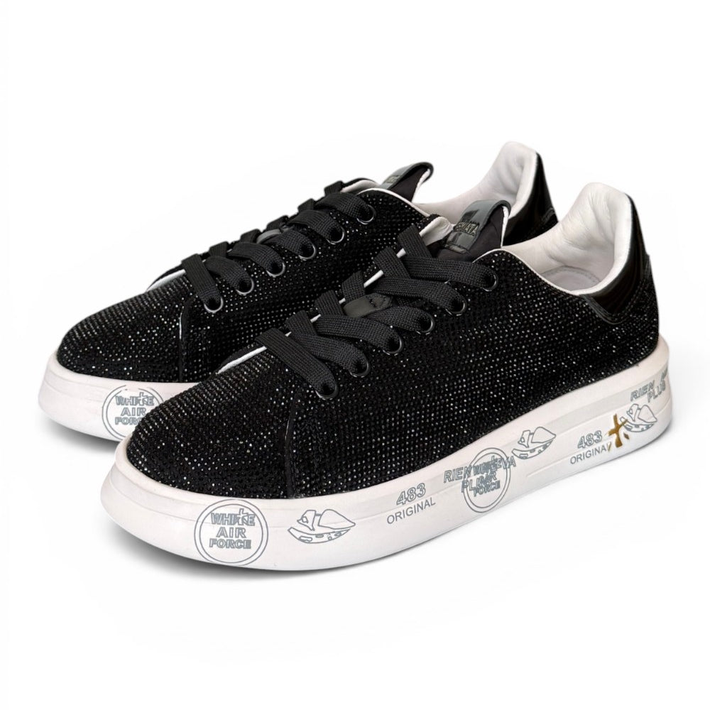 Premiata sneaker Belle 8595 donna nera strass 