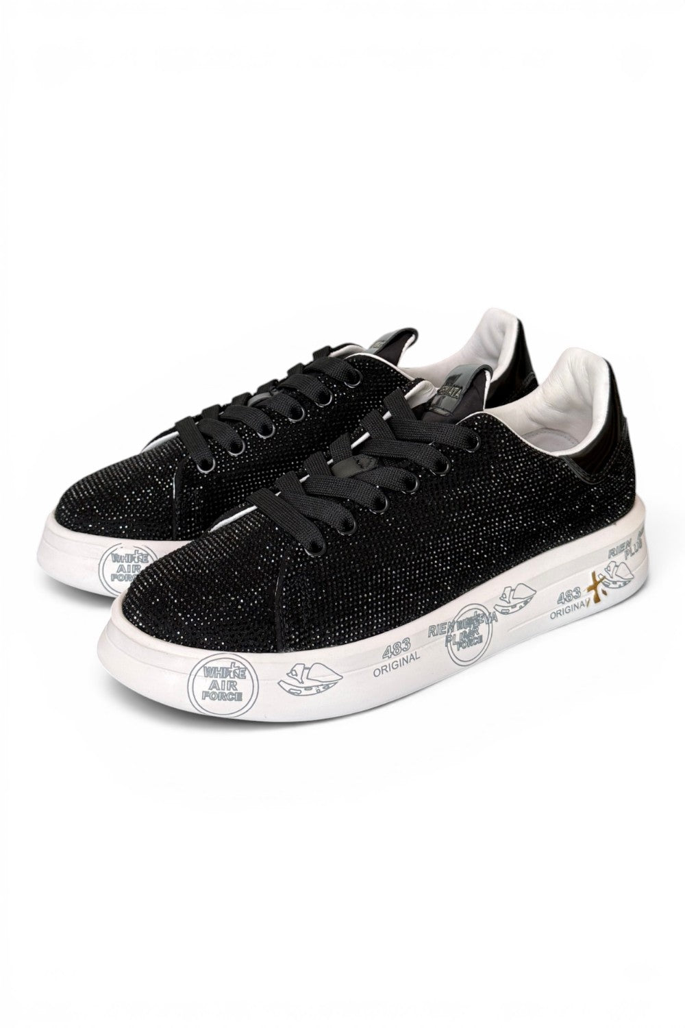 Premiata sneaker Belle 8595 donna nera strass 