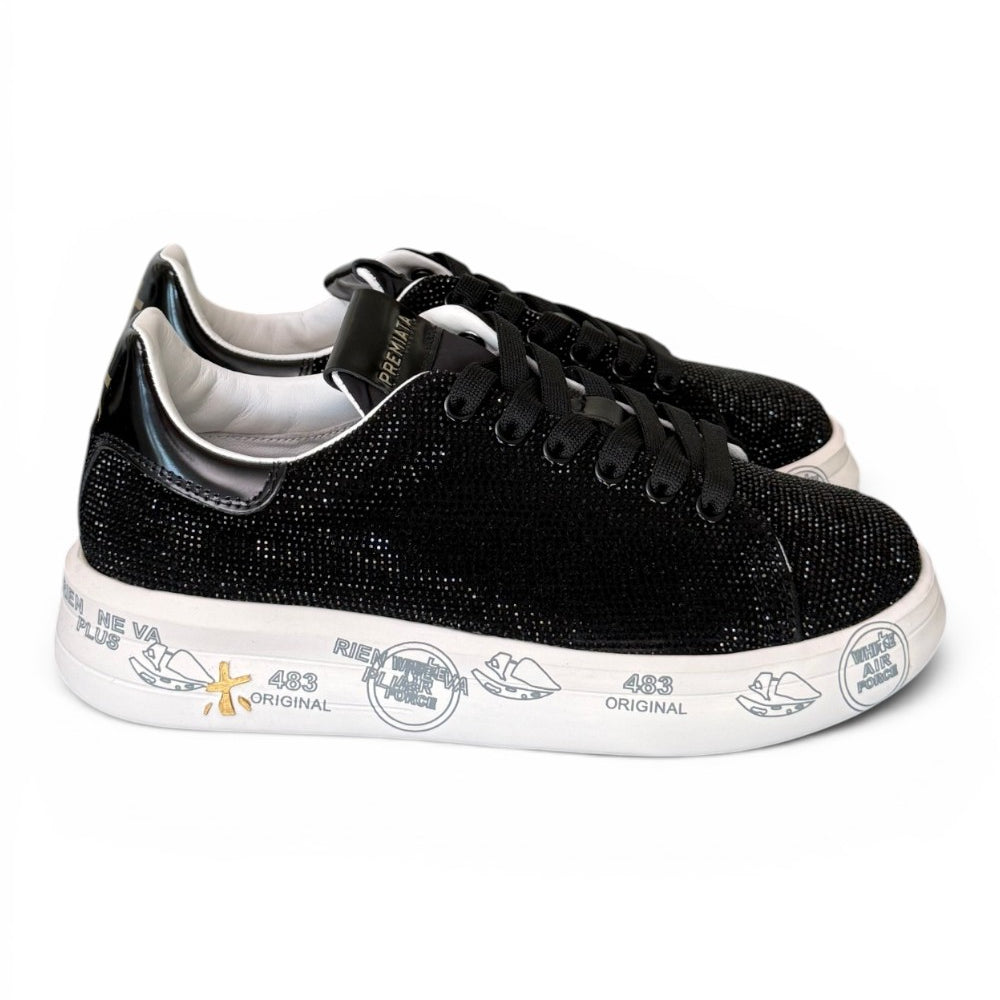 Premiata sneaker Belle 8595 donna nera strass 