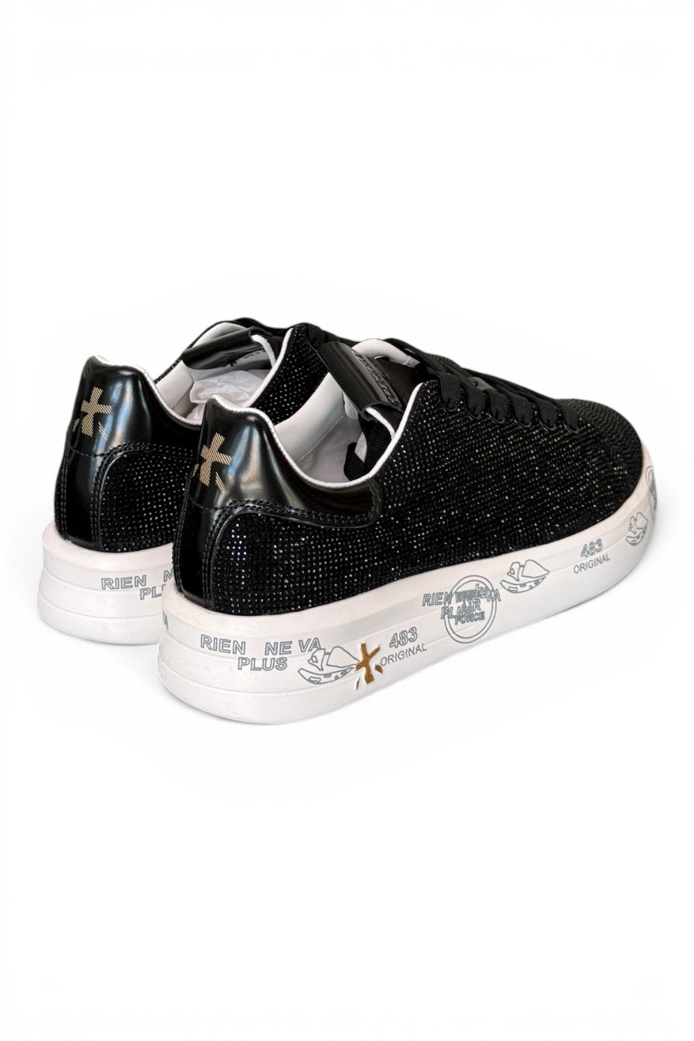 Premiata sneaker Belle 8595 donna nera strass 