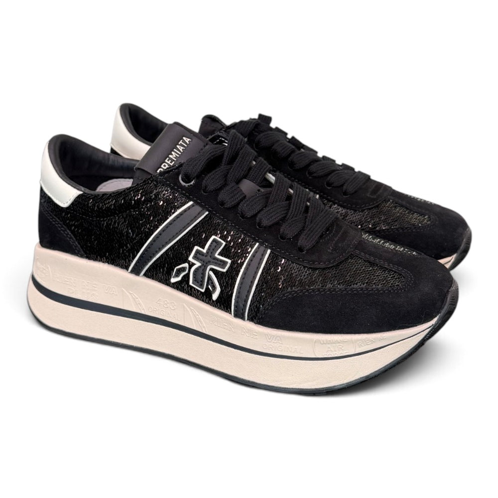 Sneaker donna Bethcoin 8504 Premiata nera strass 