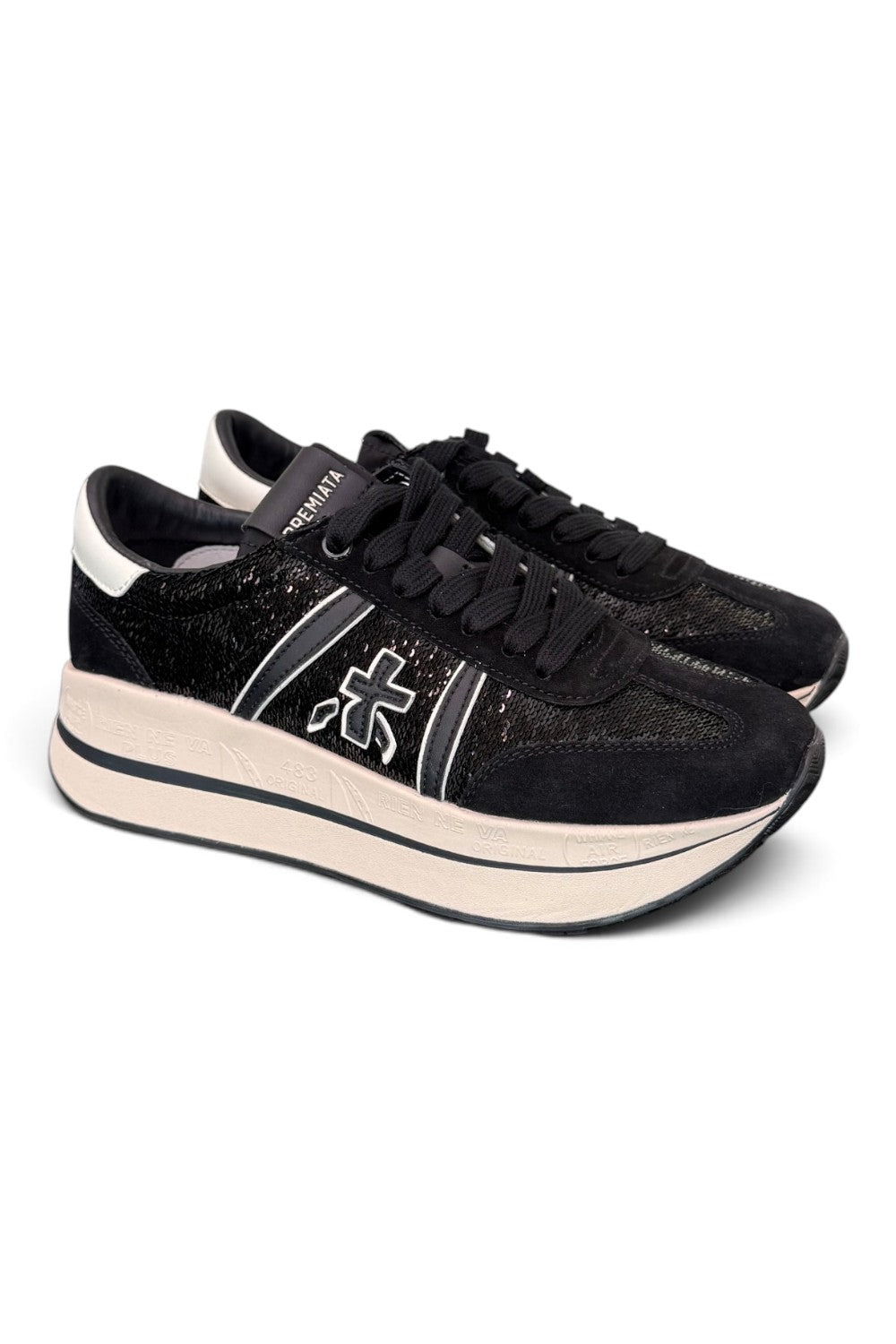 Sneaker donna Bethcoin 8504 Premiata nera strass 