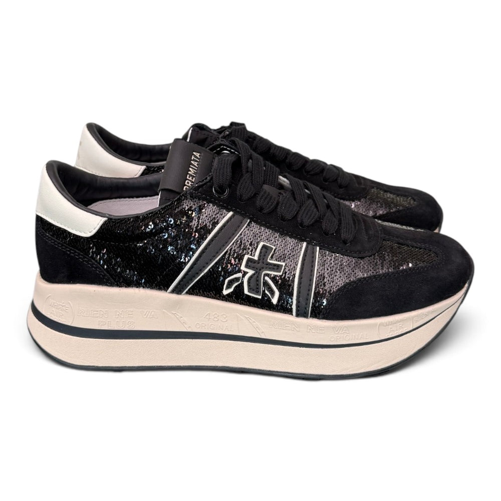 Sneaker donna Bethcoin 8504 Premiata nera strass 