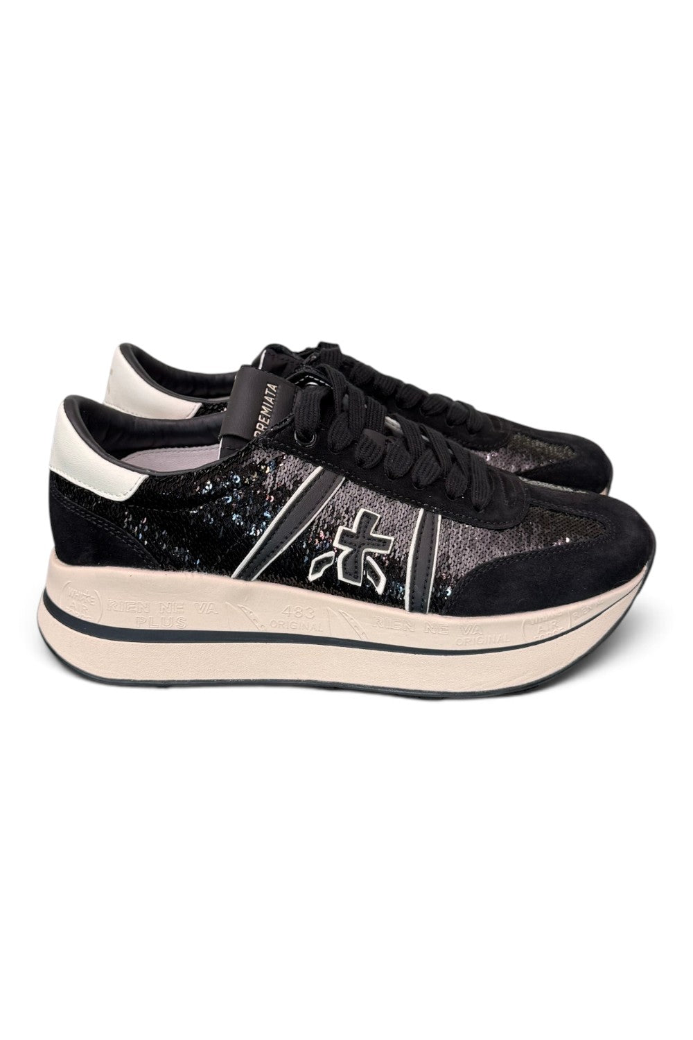 Sneaker donna Bethcoin 8504 Premiata nera strass 