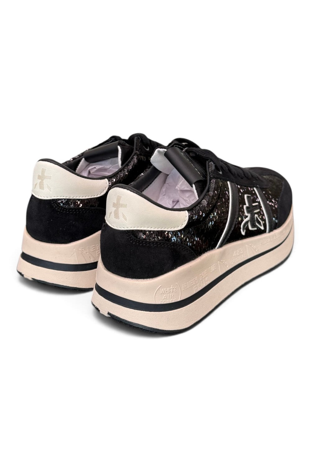 Sneaker donna Bethcoin 8504 Premiata nera strass 