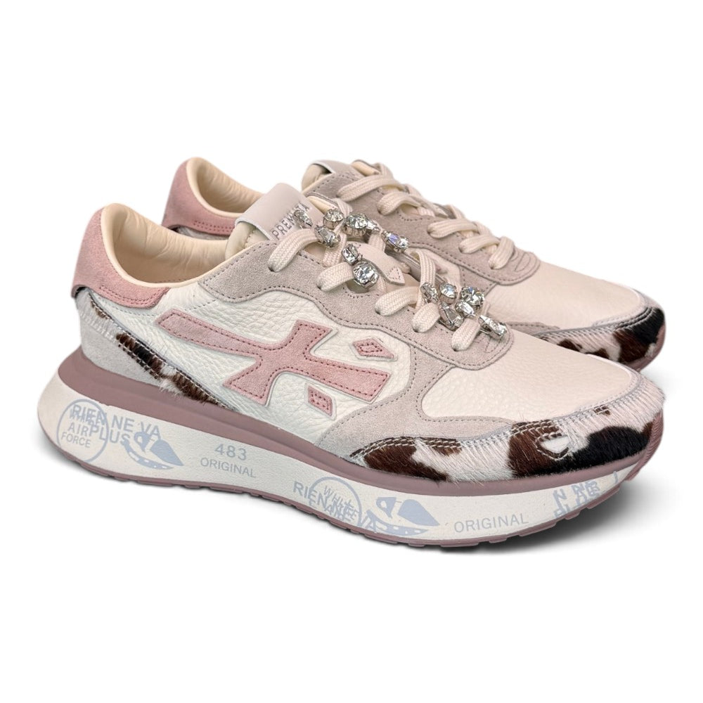 Sneaker donna Lauryn 8456k Premiata latte rosa mucca 