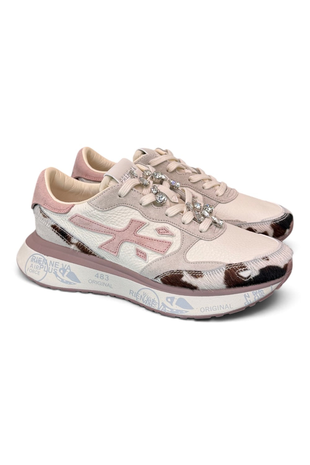 Sneaker donna Lauryn 8456k Premiata latte rosa mucca 