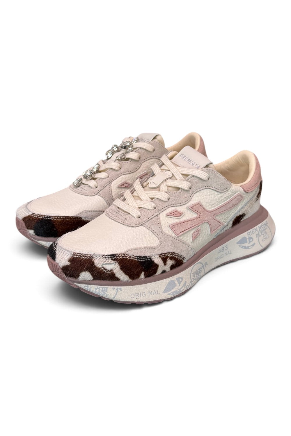 Sneaker donna Lauryn 8456k Premiata latte rosa mucca 