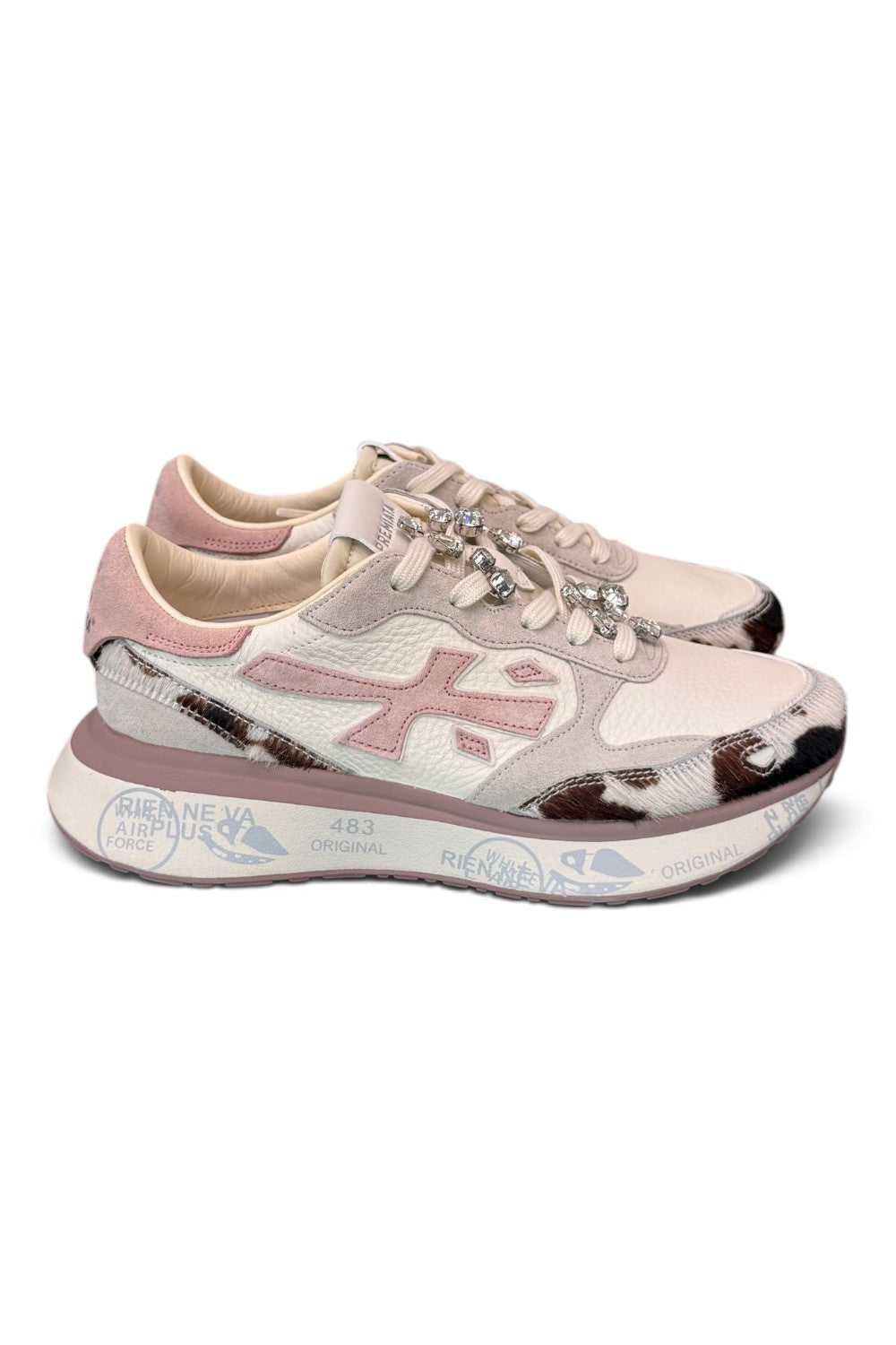 Sneaker donna Lauryn 8456k Premiata latte rosa mucca 