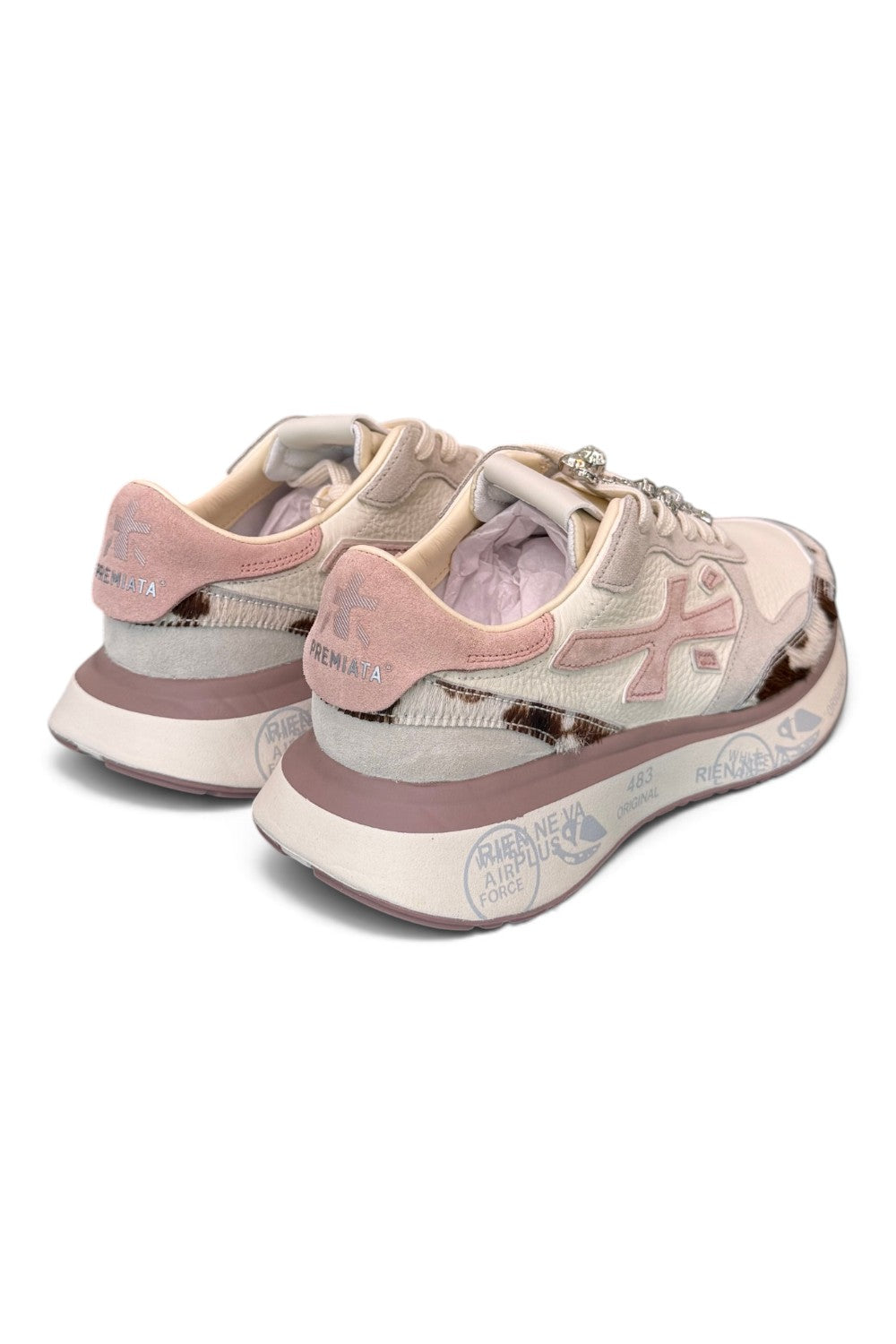 Sneaker donna Lauryn 8456k Premiata latte rosa mucca 