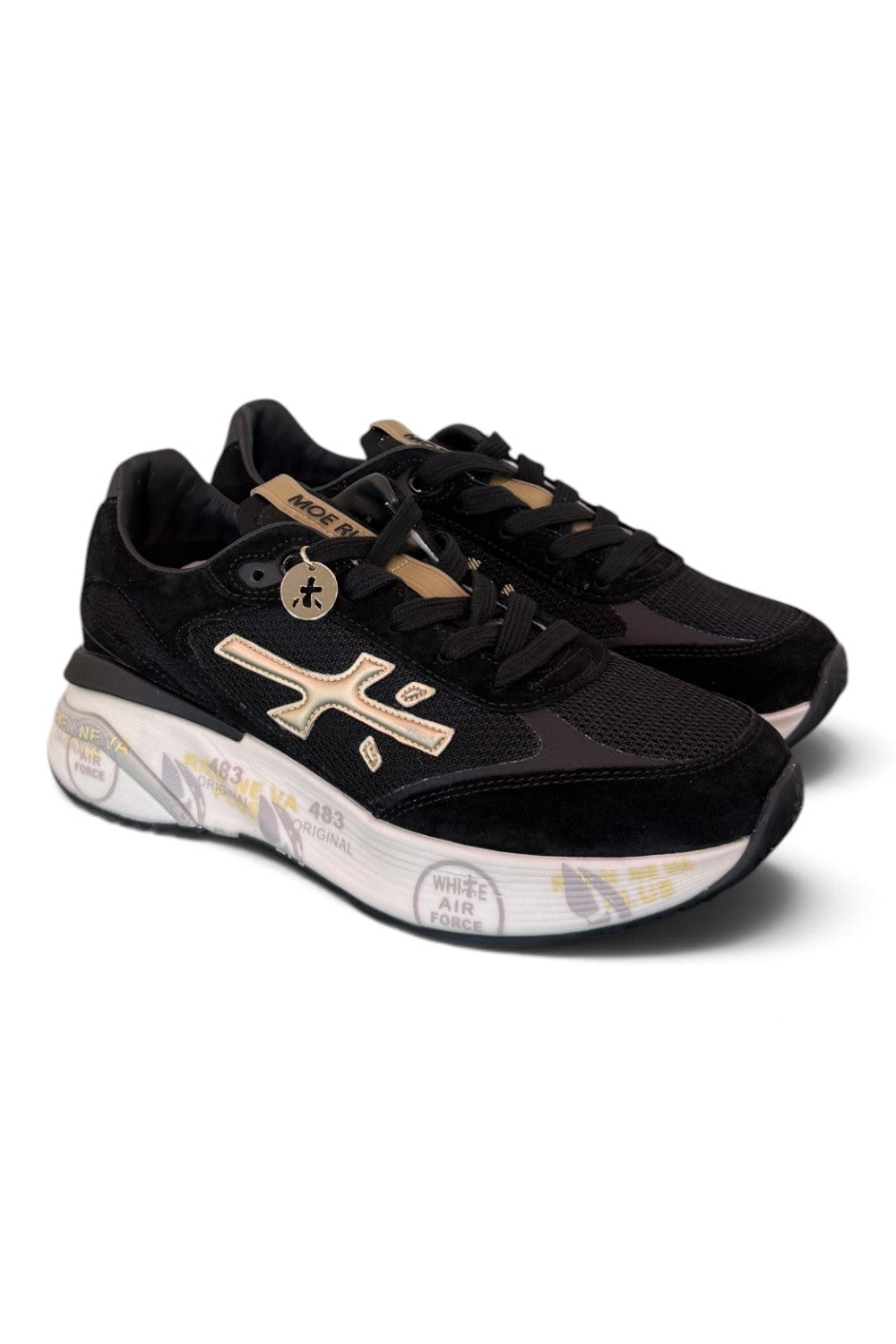 Sneaker donna Moerund 7799 Premiata nera oro 