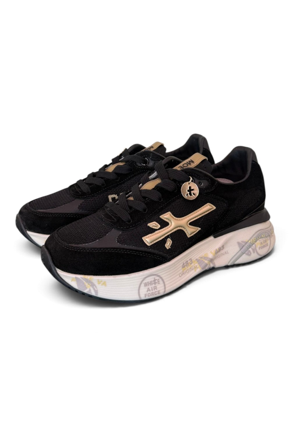 Sneaker donna Moerund 7799 Premiata nera oro 