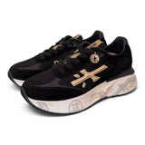 Sneaker donna Moerund 7799 Premiata nera oro 