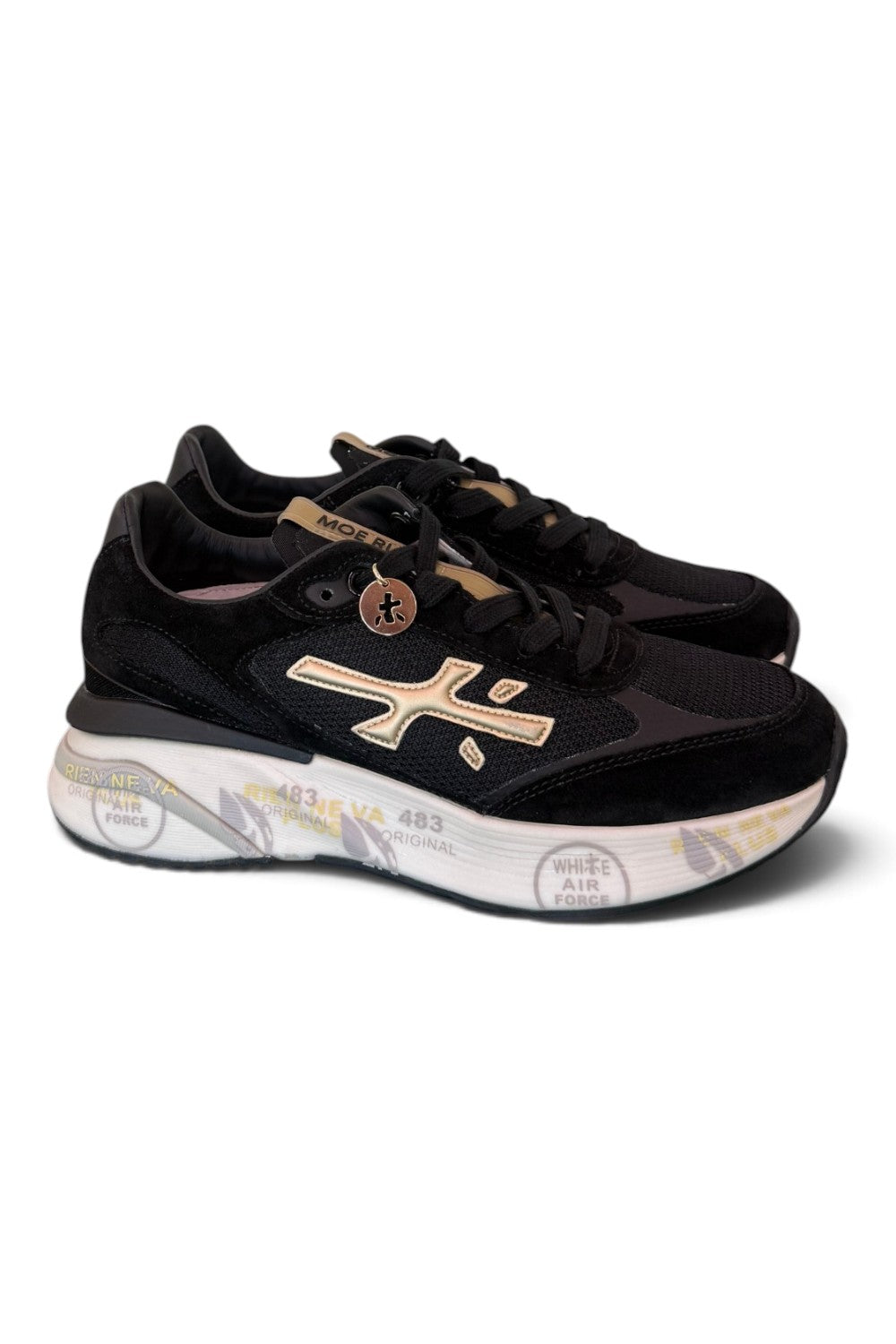 Sneaker donna Moerund 7799 Premiata nera oro 