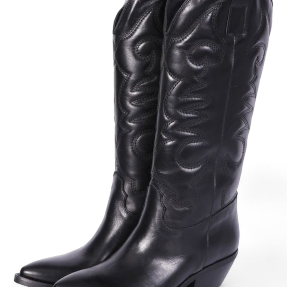 Stivale Texano ricamo in pelle nera Ranye 
