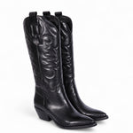 Stivale Texano ricamo in pelle nera Ranye 