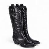 Stivale Texano ricamo in pelle nera Ranye 