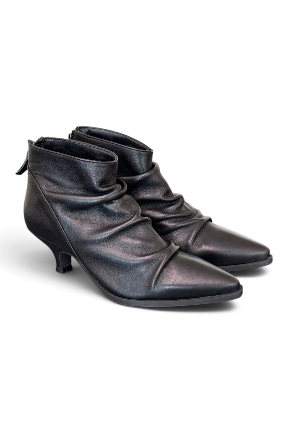 Stivaletto arricciato pelle nera Ranye 