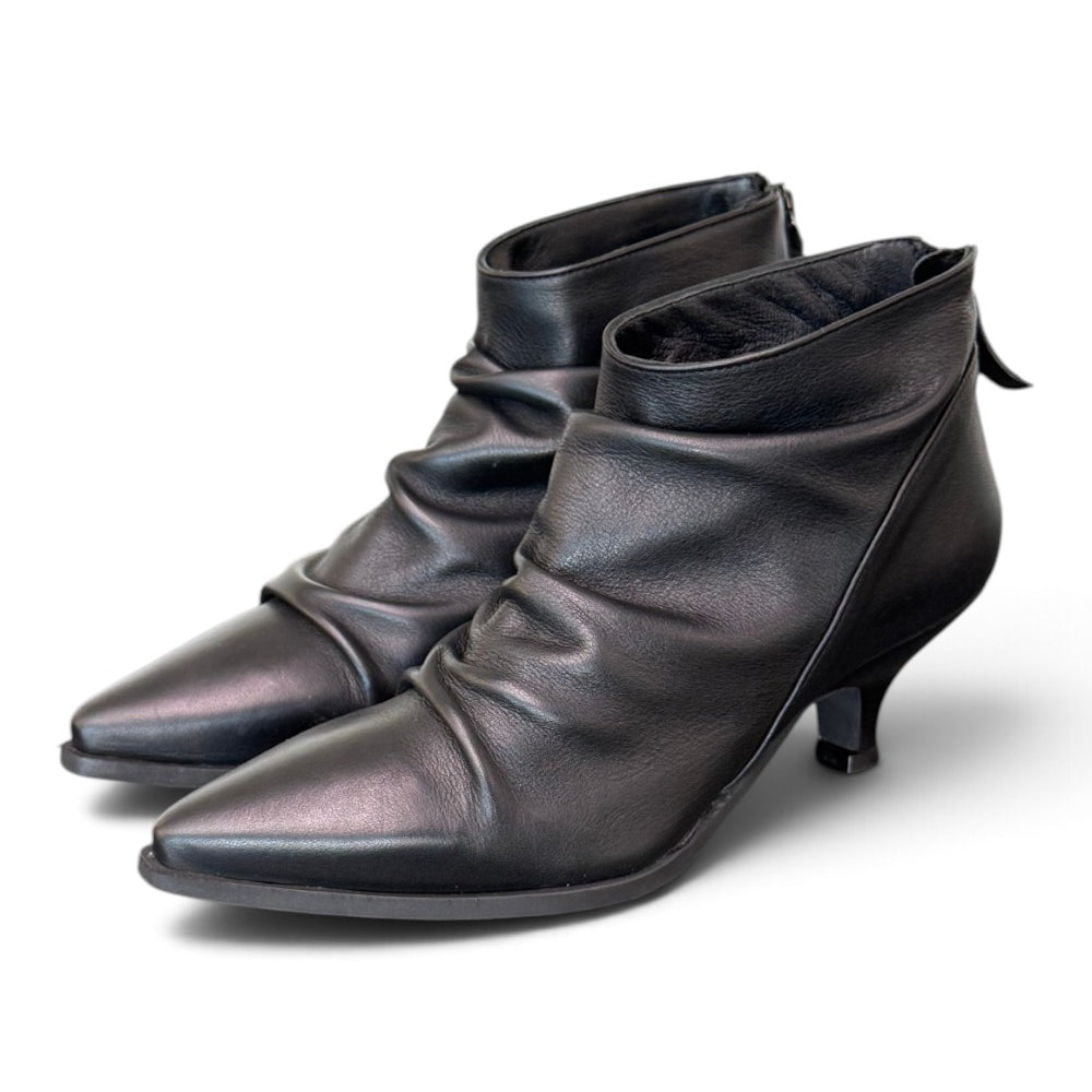 Stivaletto arricciato pelle nera Ranye 