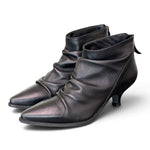 Stivaletto arricciato pelle nera Ranye 