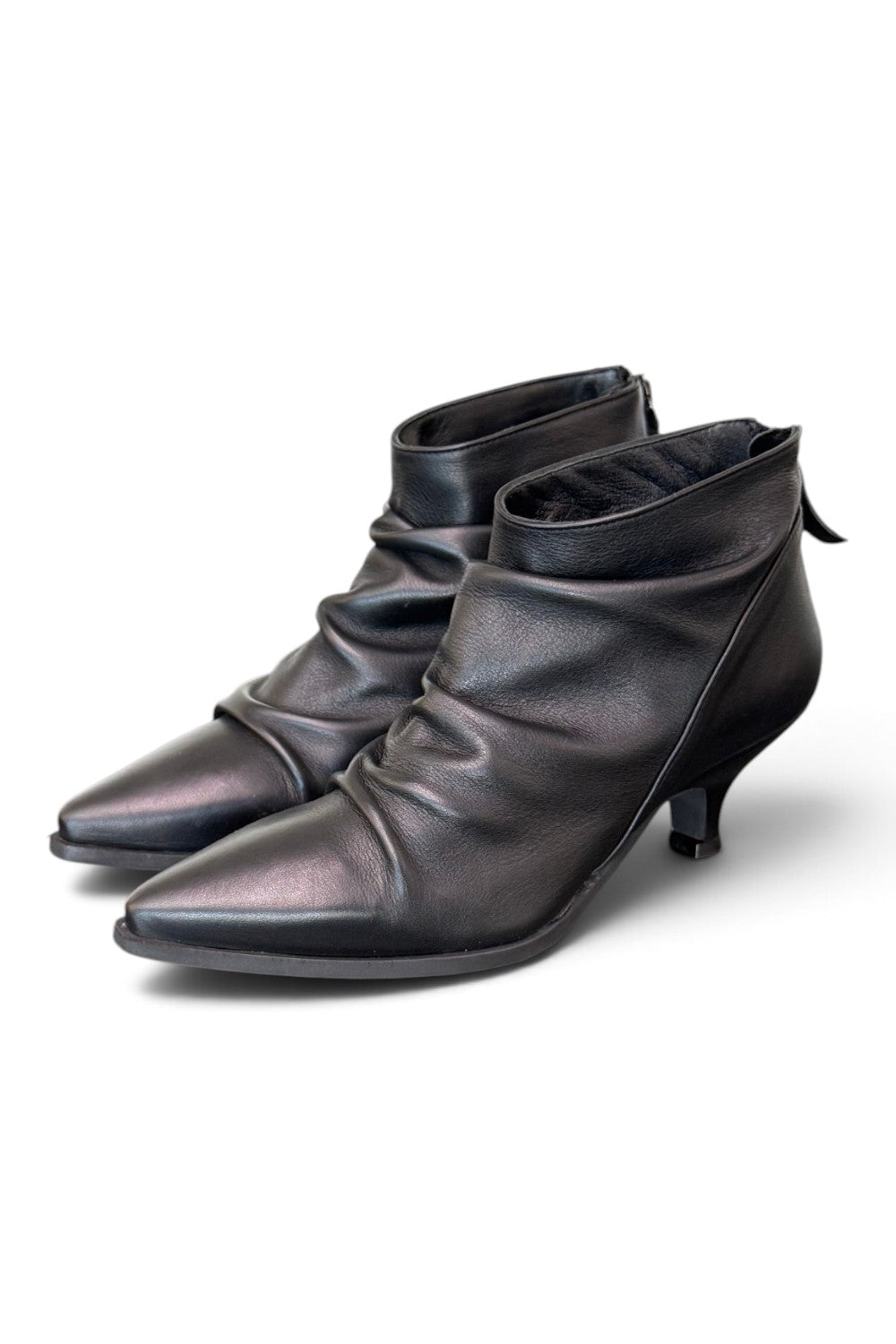 Stivaletto arricciato pelle nera Ranye 