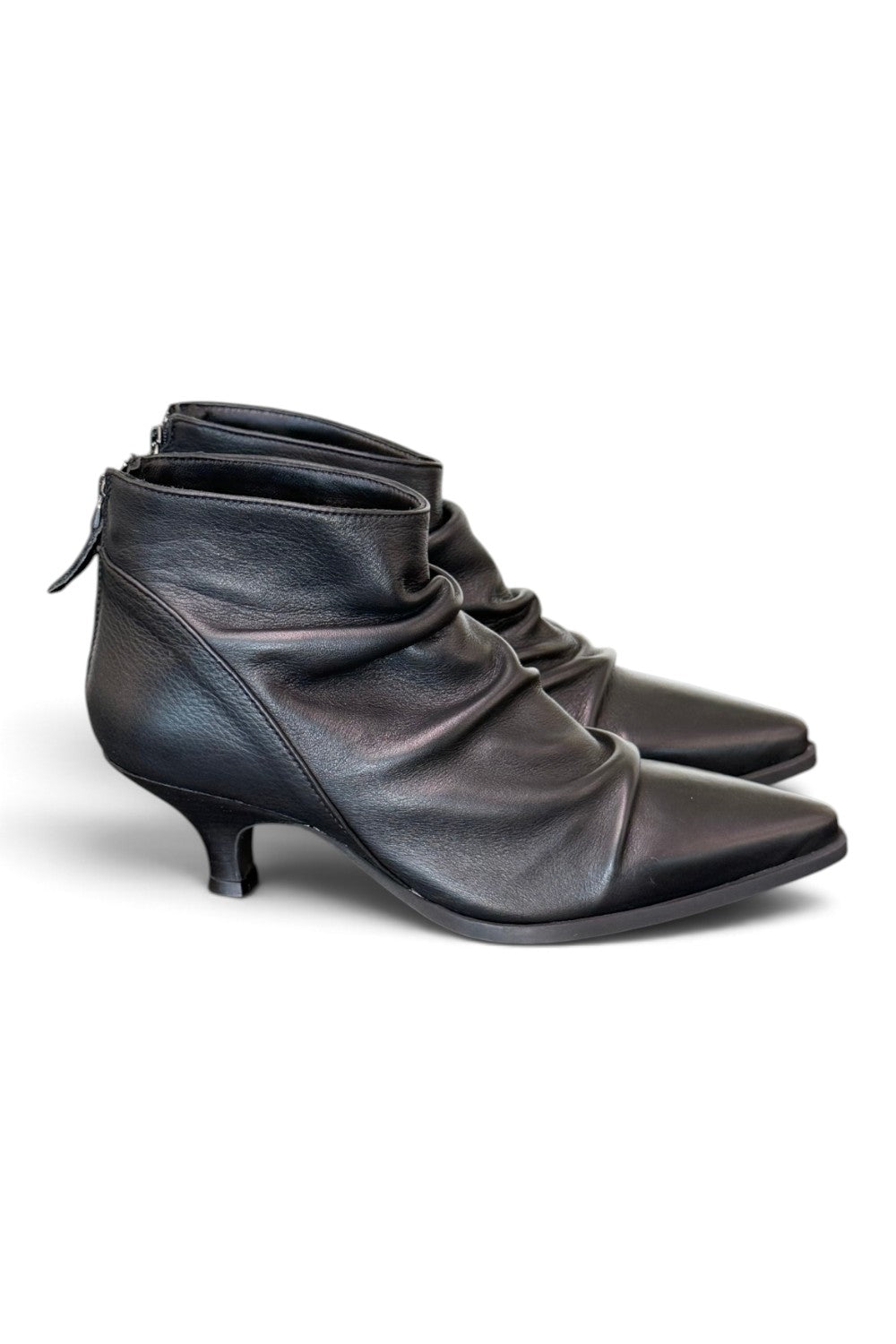 Stivaletto arricciato pelle nera Ranye 