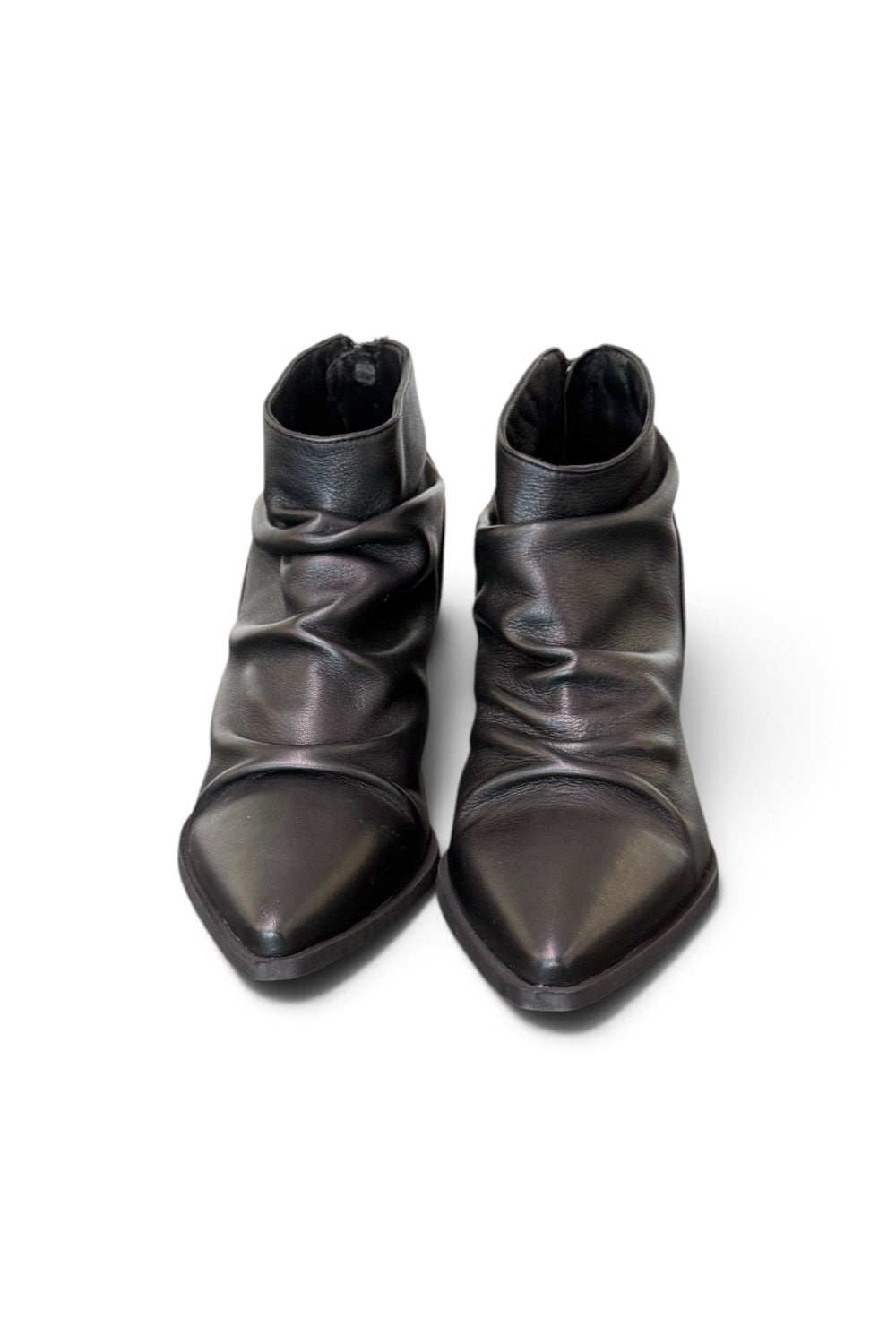 Stivaletto arricciato pelle nera Ranye 