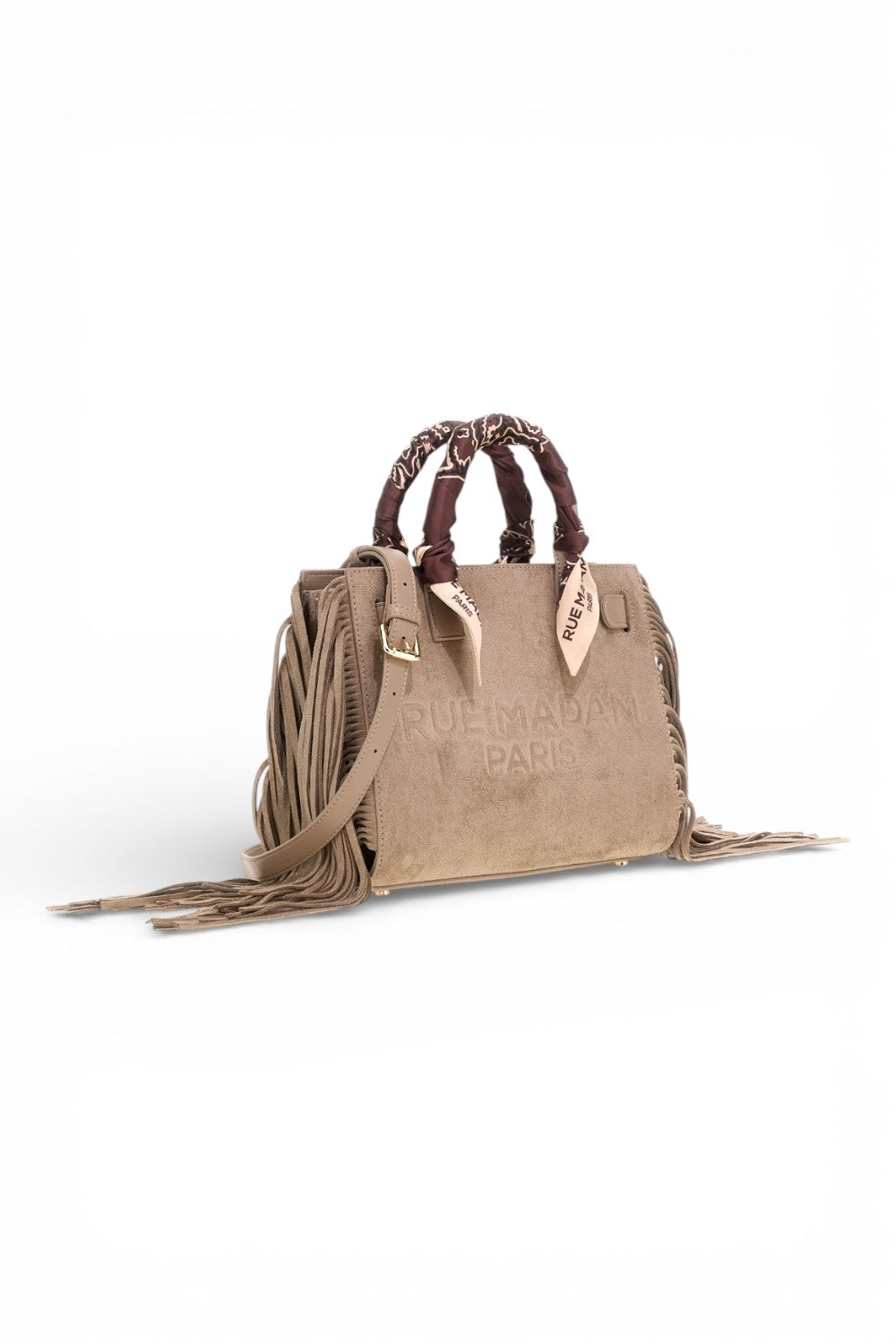 RUE MADAM borsa mini tote Canyon fringes grey 