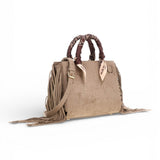 RUE MADAM borsa mini tote Canyon fringes grey 