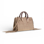 RUE MADAM borsa tote Canyon fringes grey 