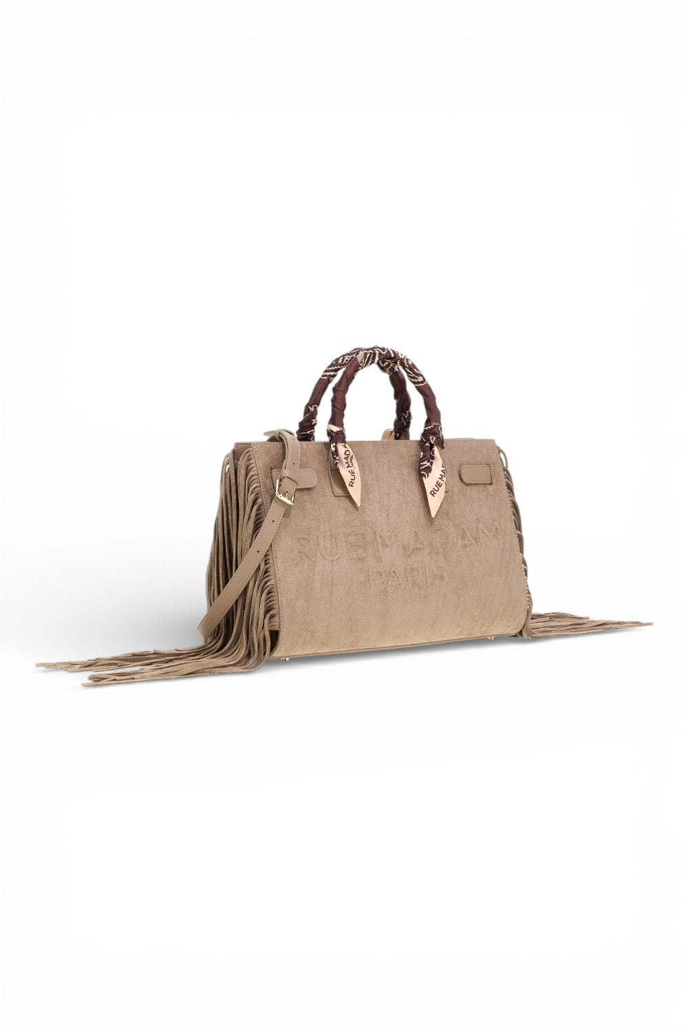 RUE MADAM borsa tote Canyon fringes grey 