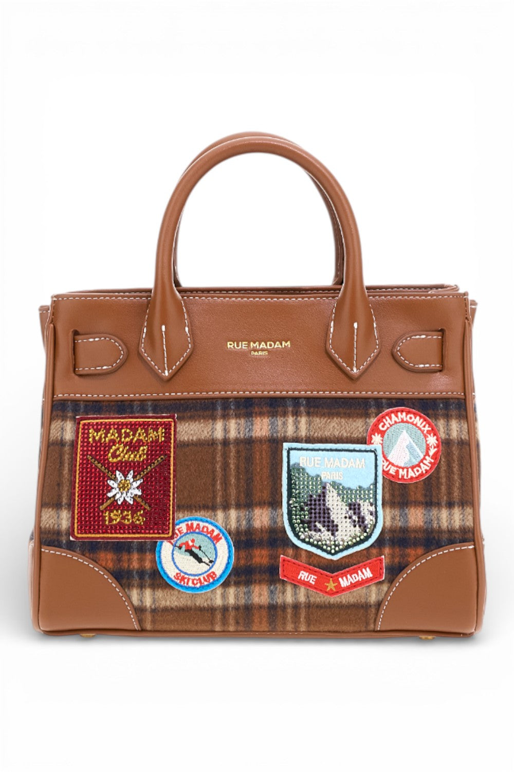 RUE MADAM borsa mini tote Chamonix tartan orange 