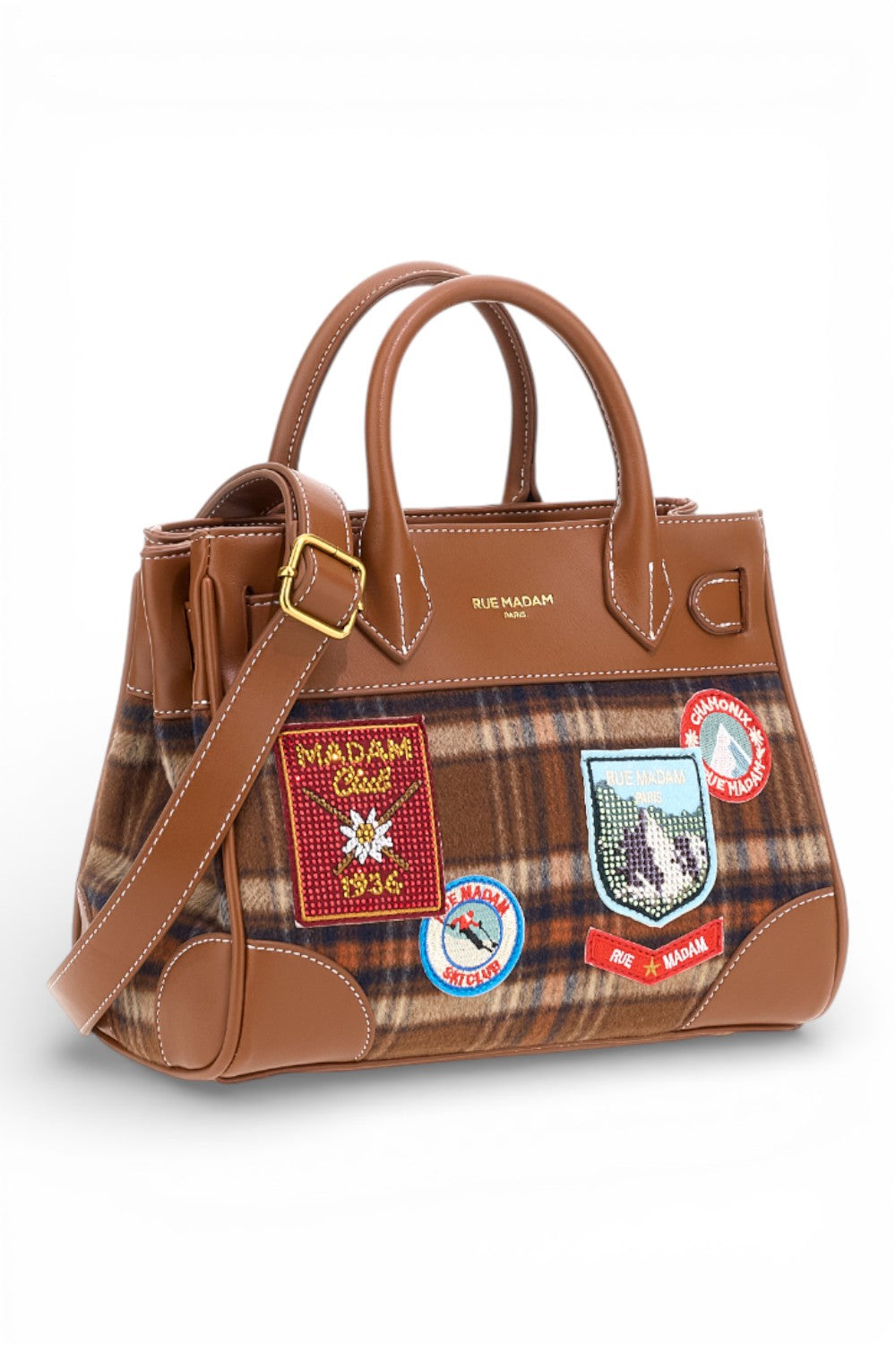 RUE MADAM borsa mini tote Chamonix tartan orange 